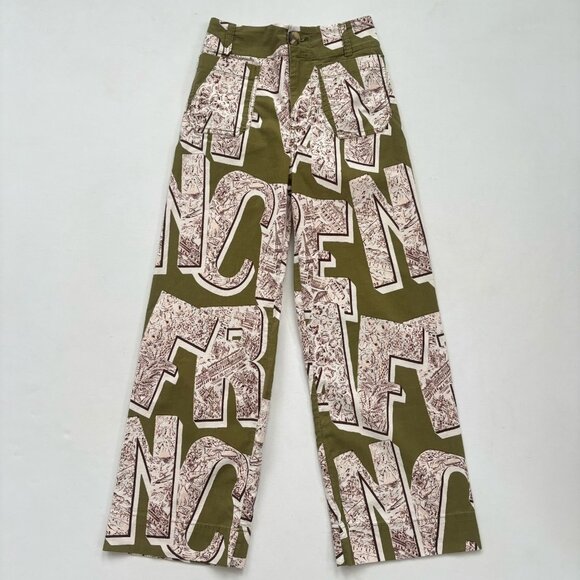 Anthropologie Maeve Women’s 24 The Colette Cropped Wide-Leg Pants Letters Print - Picture 3 of 13